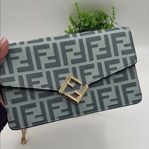 ❗️SOLD ❗️Fendi Grey FF Embossed  gold Hardware shoulder bag 😍